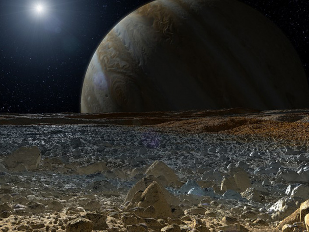 Illustrazione: questo potrebbe essere il panorama sulla superficie di Europa.|Nasa